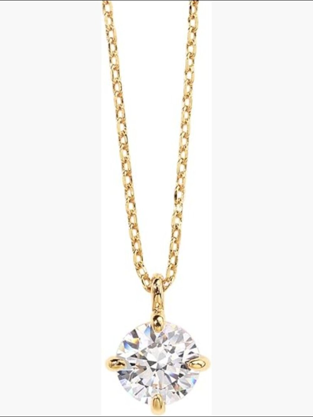 14K Yellow Gold Solitaire Pendant Necklace Adjustable Slider Dainty